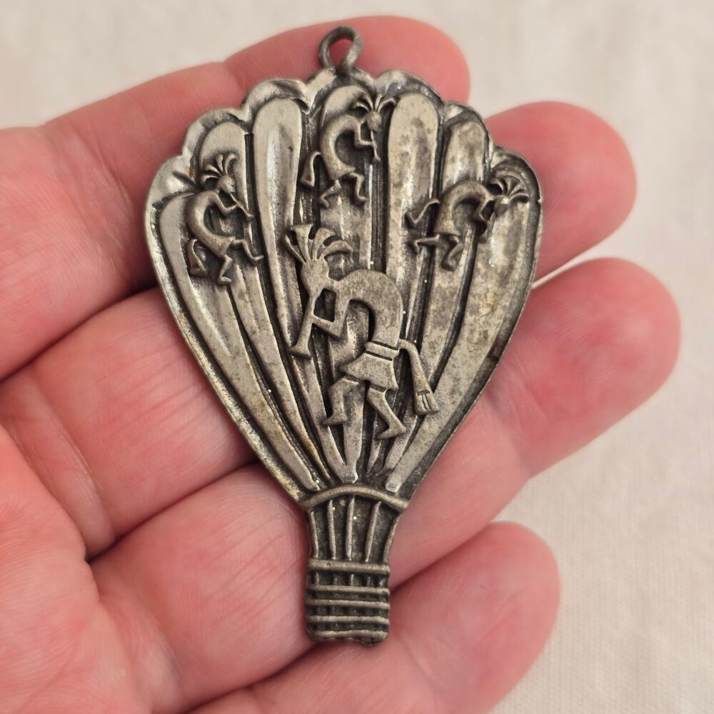 Marcie USA Pewter Hot Air Balloon with Kokopelli Figures Ornament Southwest Art